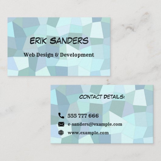 Custom Blue Mosaic Stylish Web Developer Visitenkarte (Vorne/Hinten)