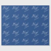 Custom Blue Mr. und Mrs. Newlywed Wrapping Paper Geschenkpapier (Flach)