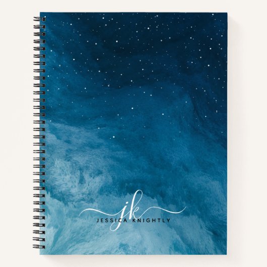 Custom Blue Night Sky Notebook mit Sternen Notizblock (Vorderseite)