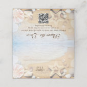 Custom Blue Ocean Tropical Beach Wedding Platzkarte (Außenseite Aufgefaltet)