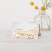 Custom Blue Ocean Tropical Beach Wedding Platzkarte (Vorderseite)