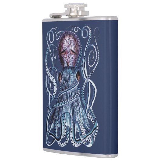 Custom Blue Octopus moderne Küstenschifffahrt lila Flachmann (Links)