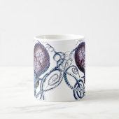 Custom Blue Octopus moderne Küstenschifffahrt lila Kaffeetasse (Mittel)