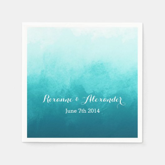 Custom Blue Ombre Paper Napkins Serviette (Vorderseite)
