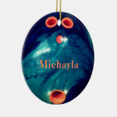 Custom Blue Orange Bowling Ball Weihnachten Keramik Ornament (Rechts)