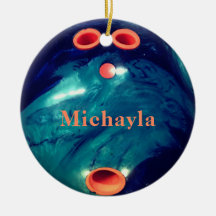 Custom Blue Orange Bowling Ball Weihnachten