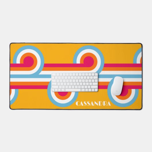 Custom Blue Orange Magenta Red Retro Art Muster Schreibtischunterlage (Tastatur & Maus)