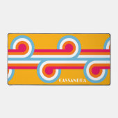 Custom Blue Orange Magenta Red Retro Art Muster Schreibtischunterlage (Vorderseite)