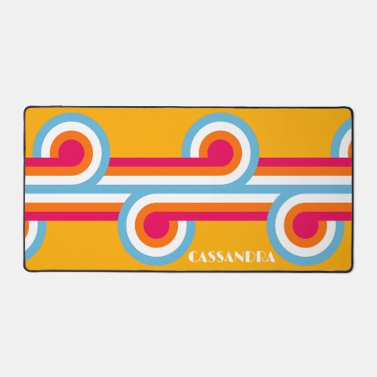 Custom Blue Orange Magenta Red Retro Art Muster Schreibtischunterlage (Vorderseite)