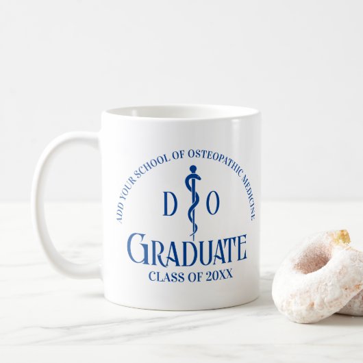 Custom Blue Osteopathic Medical School Abschluss Kaffeetasse (Mit Donut)