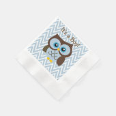 Custom Blue Owl & Blue Zickzack Zigzag Napkins Serviette (Ecke)