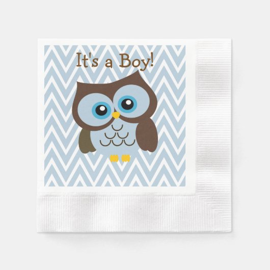 Custom Blue Owl & Blue Zickzack Zigzag Napkins Serviette (Vorderseite)