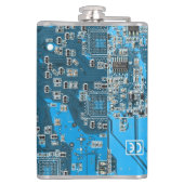 Custom Blue PCB Circuit Board for IT Pros 2 Flachmann (Rückseite)