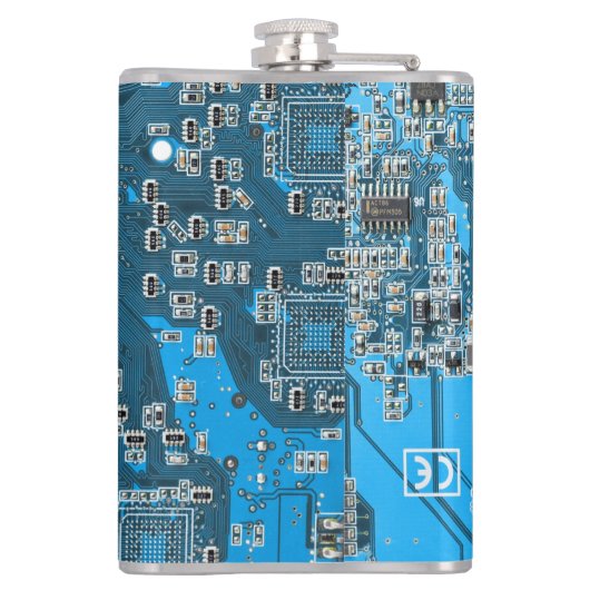 Custom Blue PCB Circuit Board for IT Pros 2 Flachmann (Rückseite)