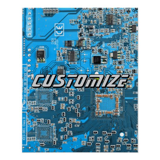 Custom Blue PCB Circuit Board for IT Pros 2 Poster (Vorderseite)