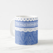Custom Blue Periwinkles Polka Dots Imitate Spitze Kaffeetasse (Vorderseite Links)