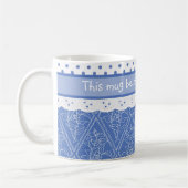 Custom Blue Periwinkles Polka Dots Imitate Spitze Kaffeetasse (Links)