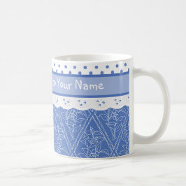 Custom Blue Periwinkles Polka Dots Imitate Spitze Kaffeetasse