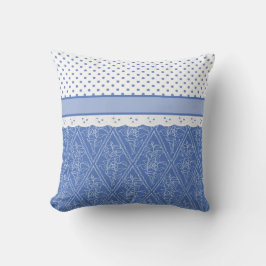 Custom Blue Periwinkles Polka Dots Imitate Spitze Kissen