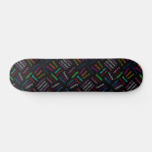 Custom Blue Pink Green Orange Lila Names Black Skateboard (Horizontal)
