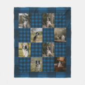 Custom Blue Plaid 8 Photo Collage Fleecedecke (Vorderseite)
