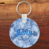 Custom Blue Reptile Camouflage Key Chain Schlüsselanhänger (Vorderseite)