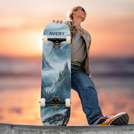 Custom Blue Rolling Mountains Landschaft Natur Skateboard