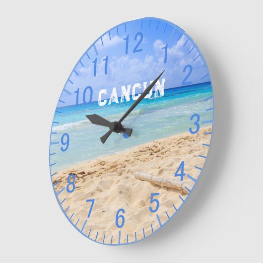 Custom Blue Sand Beach Clock Große Wanduhr (Winkel)