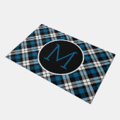 Custom Blue Schwarz-weiß Lumberjack Tartan Muster Fußmatte (Schrägansicht)