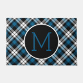 Custom Blue Schwarz-weiß Lumberjack Tartan Muster Fußmatte (Vorderseite)