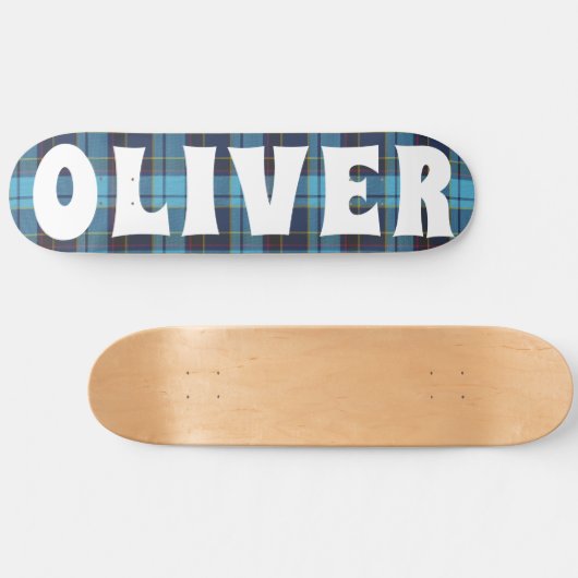 Custom Blue Scottan Schottenkarton Skateboard (Horizontal)