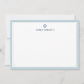 Custom Blue Seashell Logo Nautical Stationary Dankeskarte (Vorderseite)