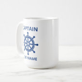 Custom Blue Ship Whep Captain Name hinzufügen Kaffeetasse (Vorderseite Links)