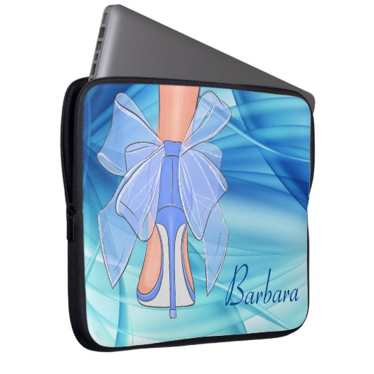 Custom Blue Silk High Heel Laptopschutzhülle (Vorne Rechts)