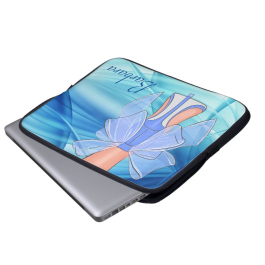 Custom Blue Silk High Heel Laptopschutzhülle (Vorne Knopf)