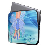 Custom Blue Silk High Heel Laptopschutzhülle (Vorderseite Links)