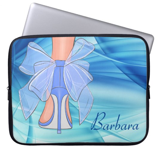 Custom Blue Silk High Heel Laptopschutzhülle (Vorderseite)