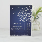 Custom Blue Silver Family Wiedersehen Einladung (Stehend Vorderseite)