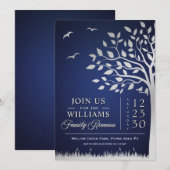 Custom Blue Silver Family Wiedersehen Einladung (Vorne/Hinten)