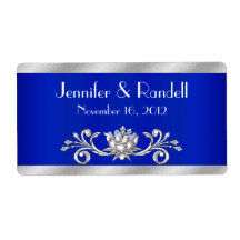 Custom Blue & Silver Mini Wein Flasche Etikett