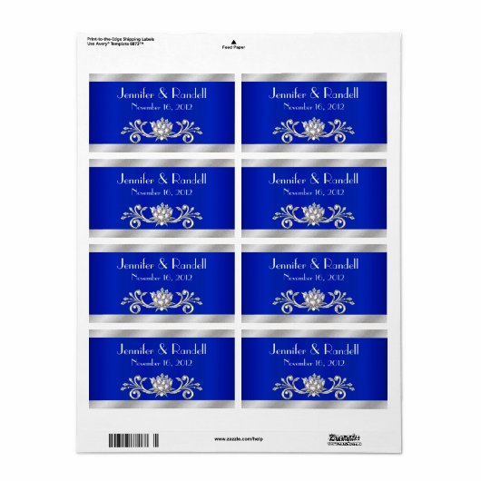 Custom Blue & Silver Mini Wein Flasche Etikett (Vorne)