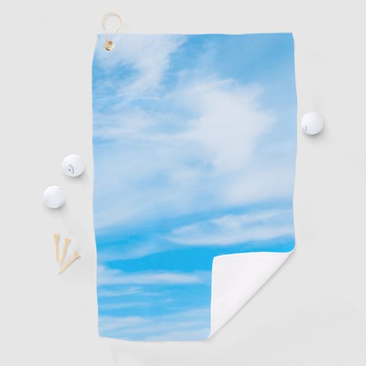 Custom Blue Sky White Clouds Elegantes Template Golfhandtuch (Insitu)