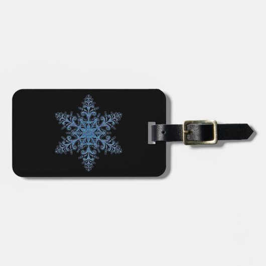 Custom Blue Snowflake Luggage Tag Gepäckanhänger (Vorderseite horizontal)