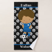 Custom Blue Soccer Boys KinderPersonalisieren Sie Badehandtuch (Badehandtuch)