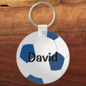 Custom Blue Soccer Schlüsselanhänger (Keyring) (Vorderseite)