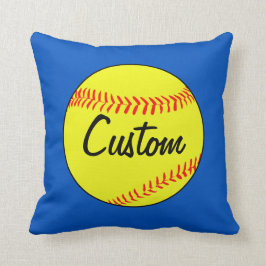 Custom Blue Softball Throw Pillow Kissen