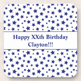 Custom Blue Stars mit Message Birthday Party Getränkeuntersetzer