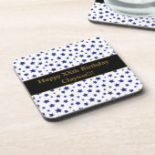 Custom Blue Stars mit Message Birthday Party Getränkeuntersetzer (Linke Seite)