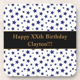 Custom Blue Stars mit Message Birthday Party Getränkeuntersetzer