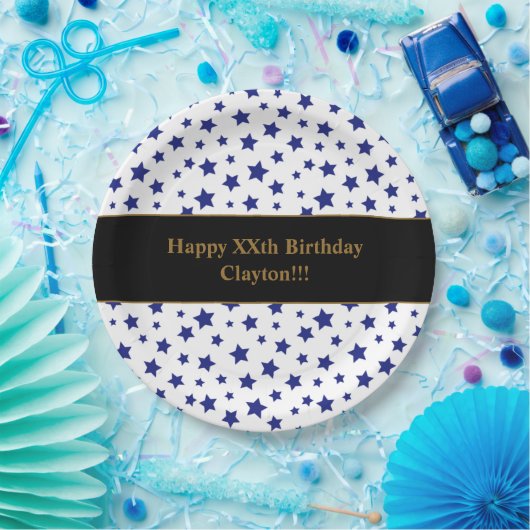 Custom Blue Stars mit Message Birthday Party Pappteller (Party)
